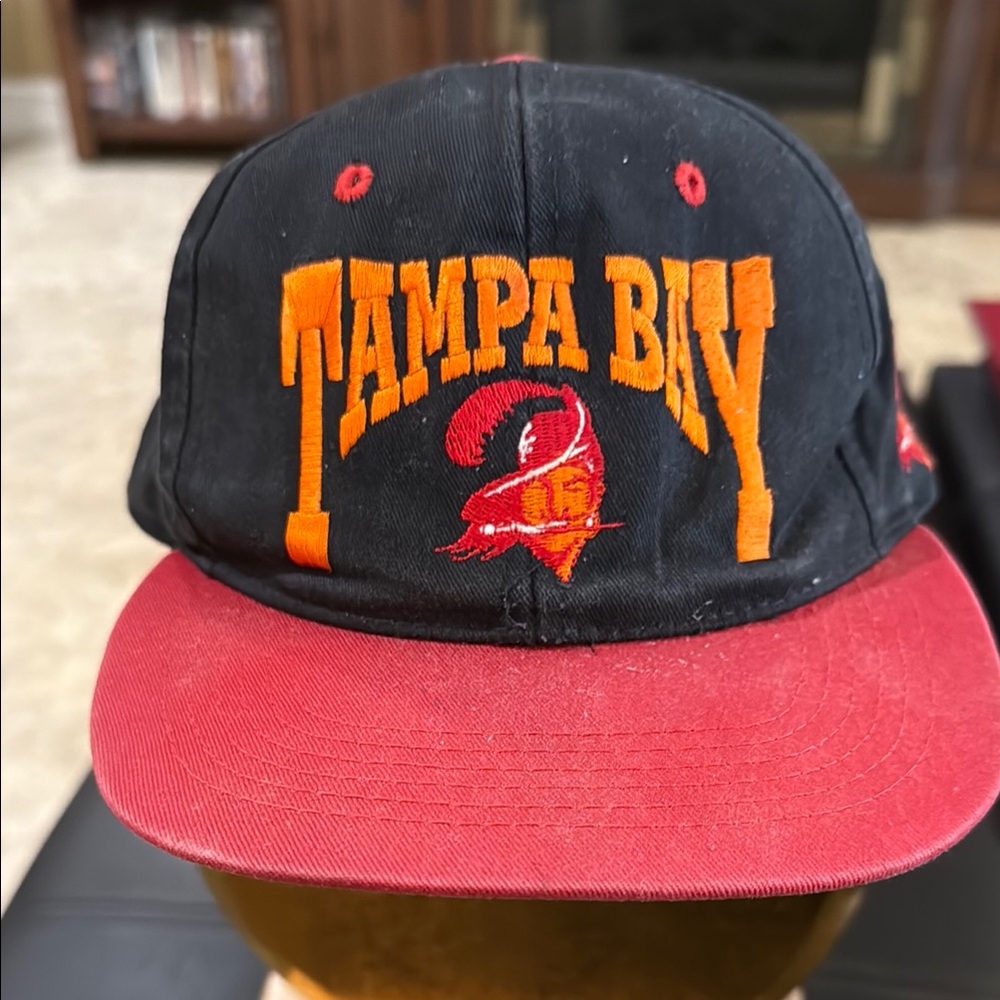 Vintage Tampa Bay Buccaneers Black and Red Cap with Orange Conquistador